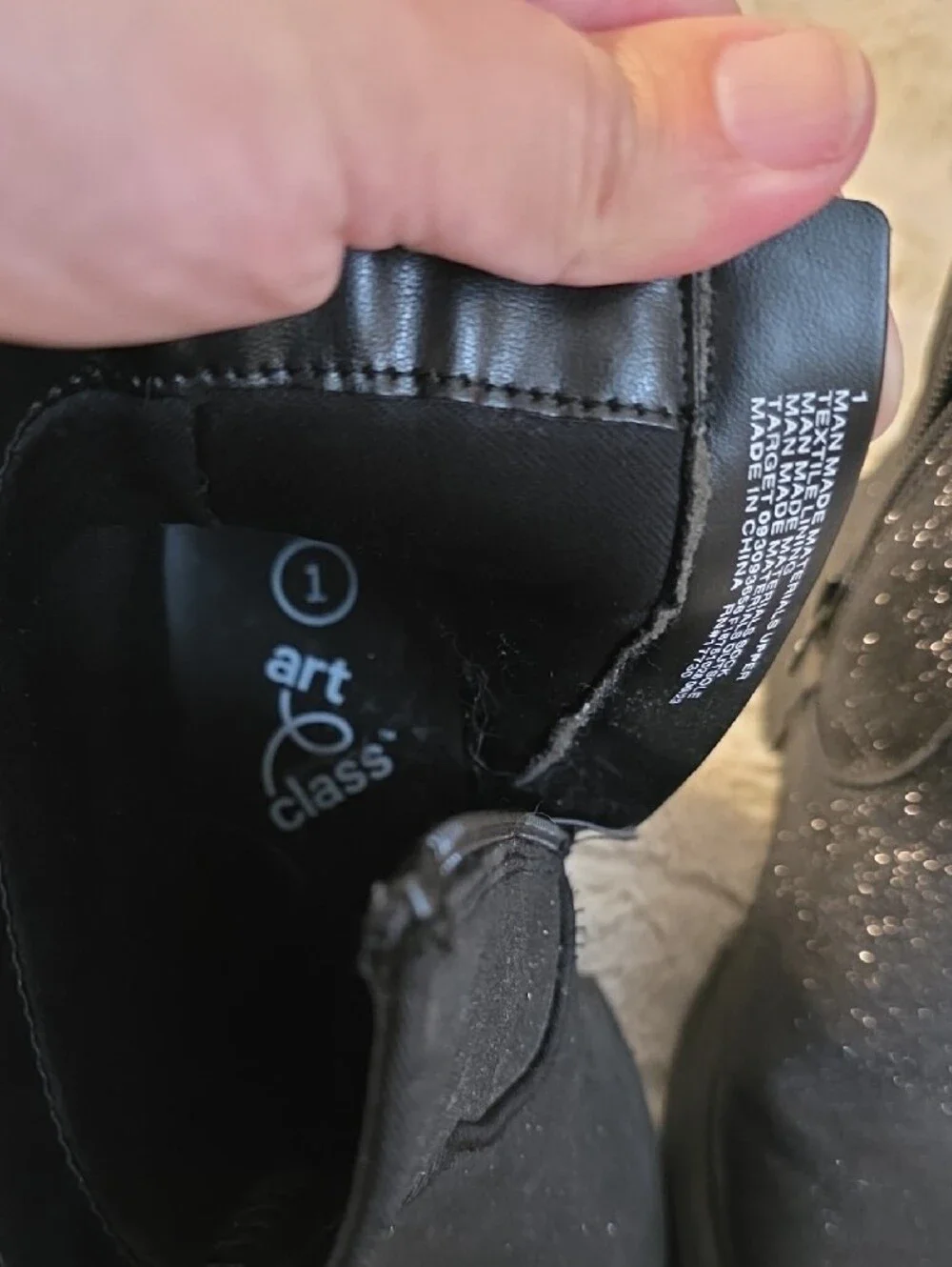 art class Black Glitter Kids Ankle Boots
